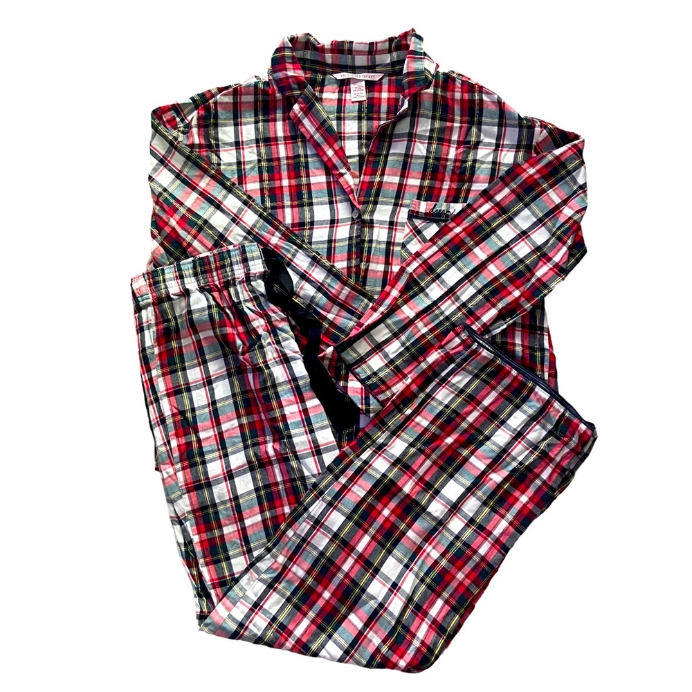 Victoria’s Secret Dream Flannel Pyjama Set Pajama Longsleeve Size Medium